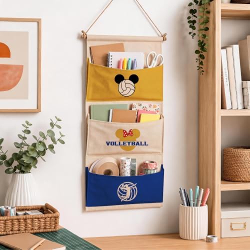 3-Pocket Hanging Wall Organizer, Volleyball Theme Over Door Storage - Image 6