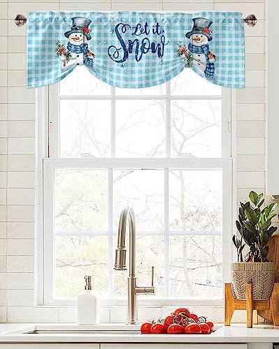Snowman Christmas Blackout Tie Up Valance Curtains - Image 2