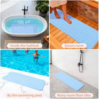 Anti-Slip Bathtub Shower Mat 40×16 Inch Opaque Light Blue - Image 7