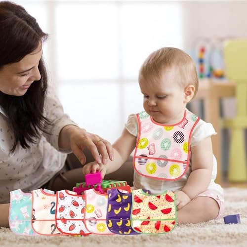 6Pcs Waterproof Baby Feeding Bibs, Mess Proof Toddler Bibs - Image 6