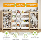EXPERLAM Large Toy Storage Organizer, Wooden Stuffed Animal Storage & 12-Bins - Image 4
