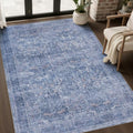 JOLLYVOGUE 3x5 Washable Rug, Vintage Floral Area Rug, Dusk Blue by JOLLYVOGUE