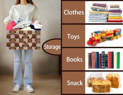 Checkered Kids Toy Basket Collapse Storage Bin - Image 4