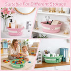 Pink Bow Basket for Nursery- Small Woven Gift Basket - Image 5