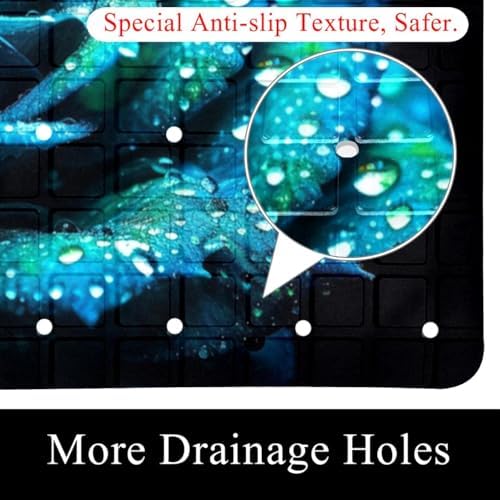Bathtub Mat Non Slip 26.8x15.1 Inch, Teal Rose Shower Mat - Image 2