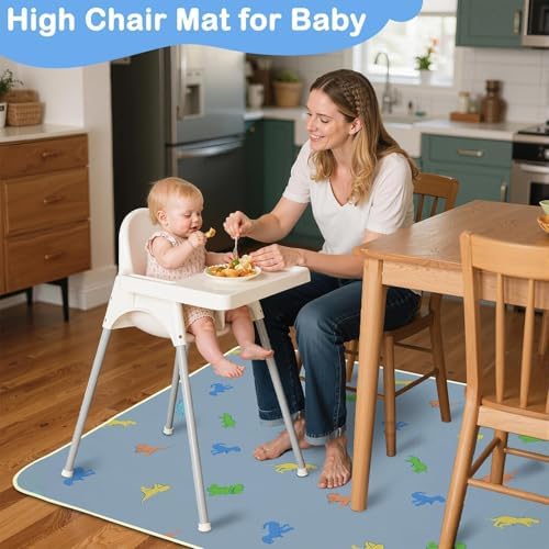 Baby Splat Mat for Under High Chair, Waterproof Floor Protector - Image 2