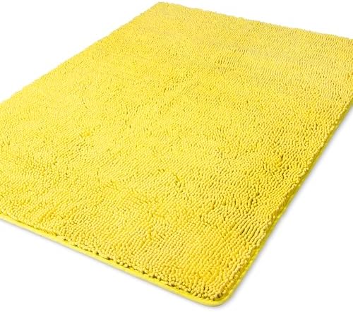 Yeaban Chenille Yellow Bathroom Rug 40"x60", Non-Slip Rubber Backing by Yeaban
