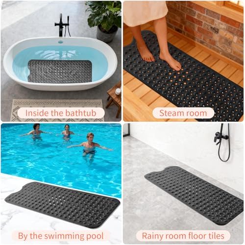 Anti-Slip Bathtub Shower Mat 40×16 Inch Opaque Black - Image 6