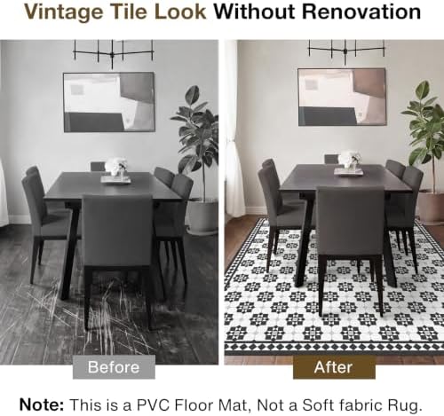 2' x 20' Tile-Inspired Decorative Vinyl Hallway Runner Mat, Waterproof - Image 3