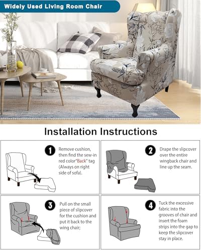 CRFATOP Wingback Chair Covers Stretch Armchair Slipcovers - Image 6