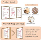 JBZDD Wood Coquette Pink Bow Canvas Wall Art Set of 3, Inspirational Bible - Image 3