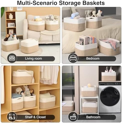 ICERZCZ Storage Baskets for Organizing & Shelves, Woven Cotton Rope - Image 5