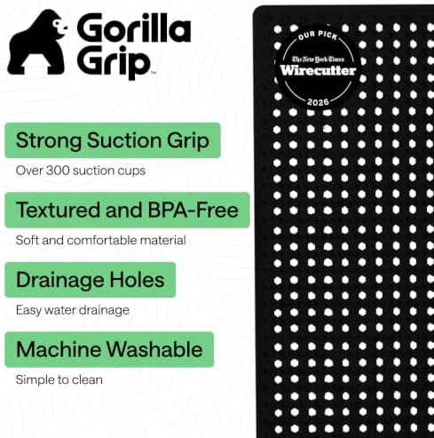 GORILLA GRIP Bath Tub Shower Mat, Bathtub Floor Liner, 35x16 Black - Image 2