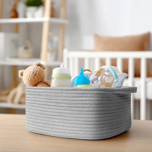 Cute Gray Gift Basket, Woven Baskets - Image 6