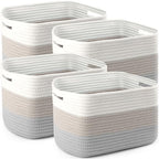 4 Pack Storage Baskets for Organizing, and Clothes, Cotton Rope Basket for by Unknown