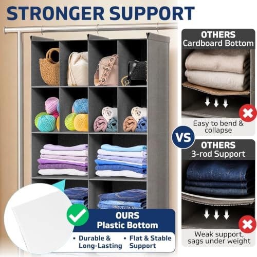 5 Tier Hanging Closet Organizer, 14 Compartments Dual Row Storage - Image 4