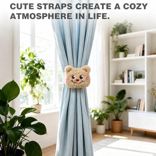 YGNNIU 2 Pack Cartoon Bears Curtain Tiebacks, Cute Embroidered Cartoon Animal - Image 4
