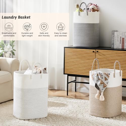 Artfeel Laundry Basket, Woven Cotton Rope Laundry Hamper, 60L Versatile Storage - Image 4