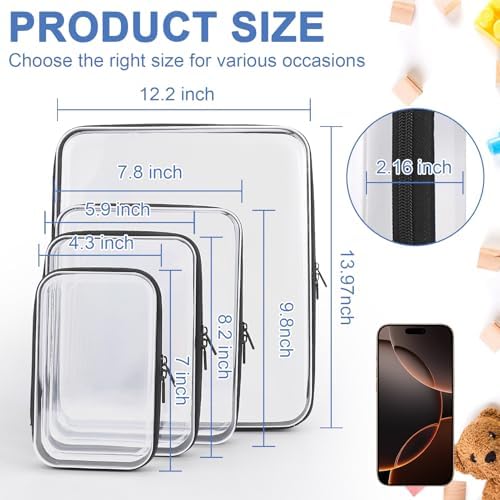 YOPCDJ Clear Hard Shell Zipper Case, Plastic Pouch - Image 2