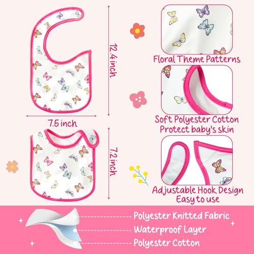7Pcs Cotton Waterproof Baby Bibs Hook Loop Closure Newborn Bib Keepsake Baby - Image 2