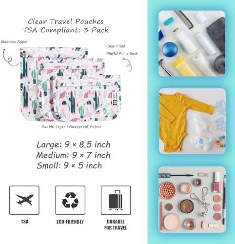 HIONXMGA Set of 3 Clear Travel Toiletry Bag, TSA Approved, Quart Size S/M/L - Image 5