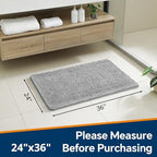 Chenille Bathroom Rug 24"x36" Gray, Non-Slip Plush Bath Mat - Image 2