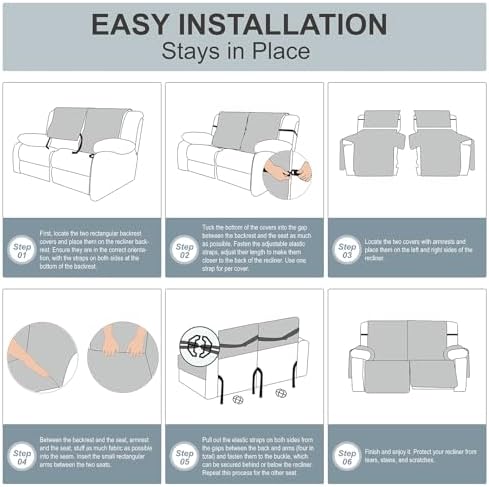 Genina Loveseat Recliner Cover Non-Slip, Sofa Cover - Image 2