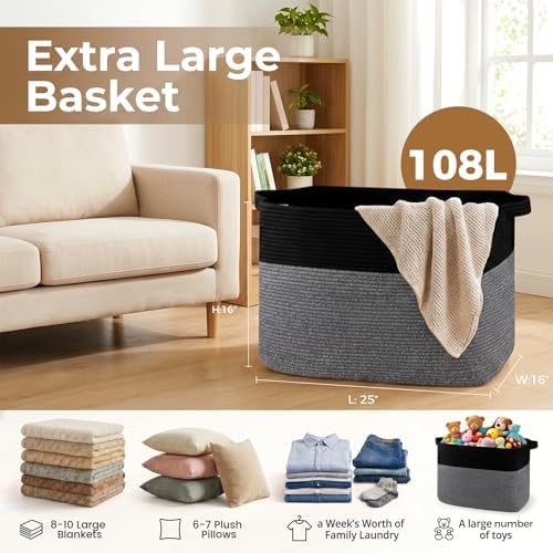OIASKET 108L Cotton Rope Storage Basket - Image 2