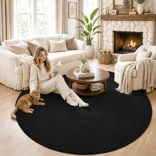 Keeko Round Area Rug 4ft for Living Room Bedroom, Soft Washable Circle Rug - Image 4
