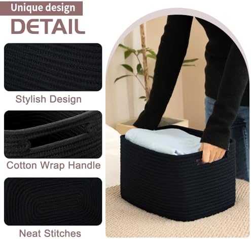 OIAHOMY 4 Pack Storage Baskets for Organizing 24L Cube Storage Bins Black - Image 2