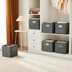 MAX Houser 6 Pack Foldable Fabric Storage Bins withc Handles, Cattail Gray - Image 6