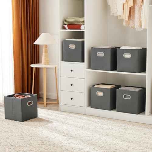 MAX Houser 6 Pack Foldable Fabric Storage Bins withc Handles, Cattail Gray - Image 6
