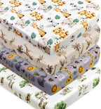 4 Pack Safari Jungle Animals Neutral Unisex Fitted Nursery Baby Sheets Set by FIGEPO