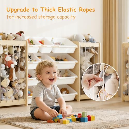 EXPERLAM Large Toy Storage Organizer, Wooden Stuffed Animal Storage & 12-Bins - Image 6