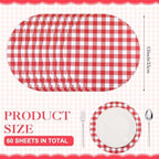 Funnymoom 60 Pcs Red and White Gingham Disposable Paper Placemats Round Table - Image 3