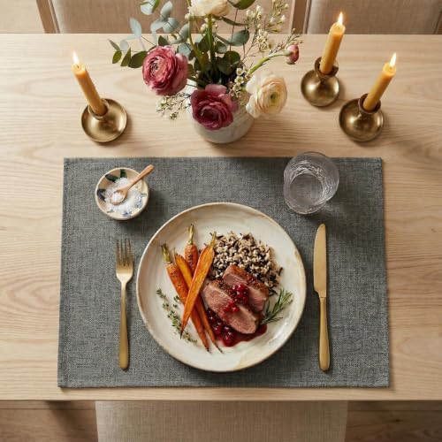 Artoid Mode Grey Placemats Set of 4, 12x18 Inch Washable Holiday Table Mats - Image 2