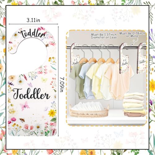 Baby Closet Dividers 8PCS, Wildflower/Floral Theme Wooden Double-Sided Clothes - Image 2