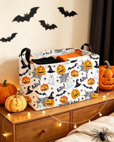 Essme Rectangular Halloween Basket, Ghost Storage Bins Organizer - Image 3