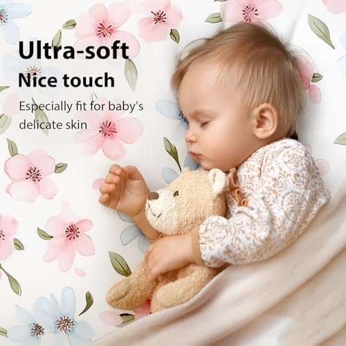 Baby Bedside Bassinet Sheets Girl, 33”x20” Compatible - Image 2