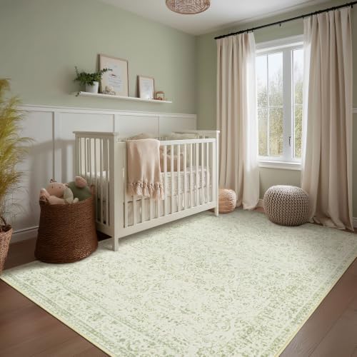 BILEEHOME Sage Area Rug for Bedroom Neutral Boho 5x8 Rugs by BILEEHOME