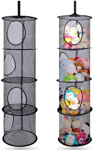 Basumee Hanging Stuffed Animals Storage, 2 Pack Mesh Plush Storage by Basumee