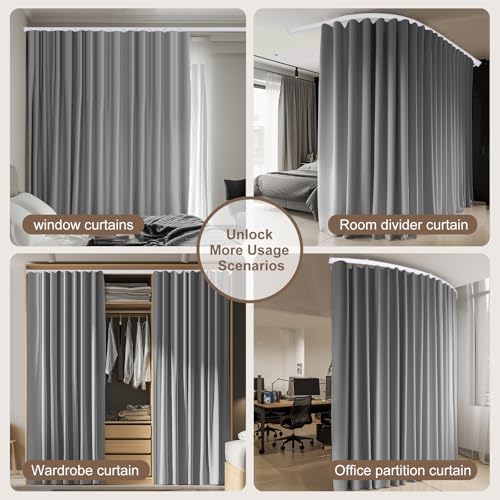 MaKefeile Room Divider Curtains & Flexible Bendable Tracks Set, Privacy - Image 6
