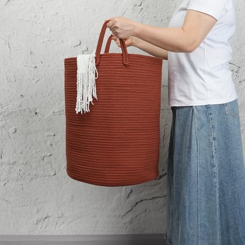 Woven Cotton Rope Laundry Basket - Image 3