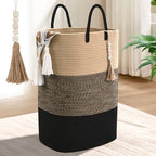 Woven Laundry Basket for Clothes, 50 L Large Rectangle Laundry Hampers by WENMER