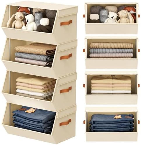 Stackable Closet Organizers and Storage Bins, Open Front Closet Shelf Organizer by DiMJ