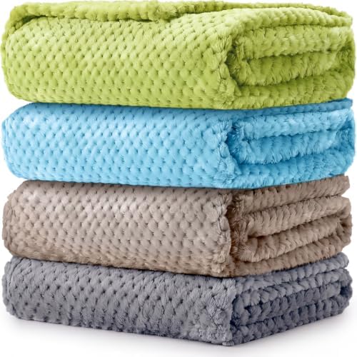 Reginary 4Pcs 30x40 Baby Blanket Fuzzy, Light Blue, Dark Gray by Reginary