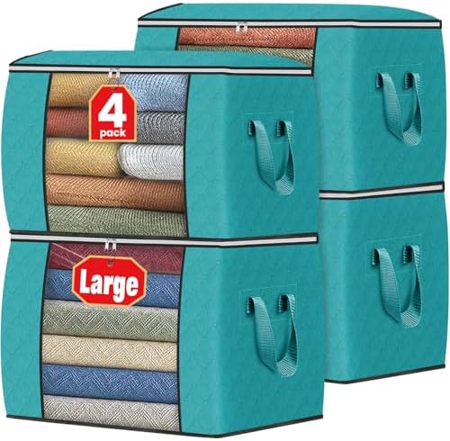 Fab totes 90L Clothes Storage, Foldable Thick Fabric Blanket Storage Bags by Fabtotes