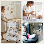 Yookeer 2in1 Baby Diaper Caddy Organizer Cart 3 Tier Large Capacity Metal - Image 4