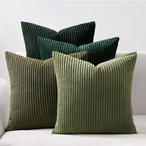 Topfinel Couch Throw Pillows Covers 18x18 Inch Set of 4, Olive Emerald Green by Topfinel