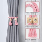 NICEEC 2 Pack Wooden Polyhedron Magnetic Curtain Tiebacks Boho Home Decor Drape - Image 3